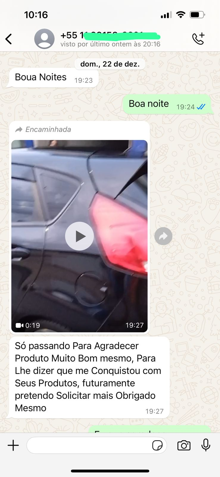 Print de WhatsApp — depoimento real de cliente 4